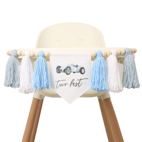 Two Fast 2nd Birthday High Chair Banner，Race Car High Chair Banner Decorations，Retro Race Car Birthday Banner，Racing Theme 2nd Birthday Party Supplies，Racing Second Birthday Party Decorations