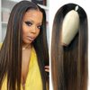 Legendhair Glueless #FB30 Ombre V Part Wigs Human Hair Balayage Brown Straight Human Hair Wigs for Black Women Highlight Upgrade U Part Wig Full Head Clip In Half Wig No Leave Out 180% Density 18 Inch