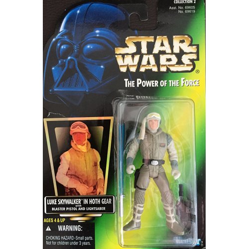 Star Wars, The Power of the Force Green Card, Luke Skywalker in Hoth Gear Action Figure, 3.75 Inches