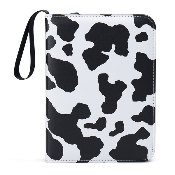 4 Pocket Trading Card Binders for 400 Cards, Cute Kawaii Cow Milk Pattern