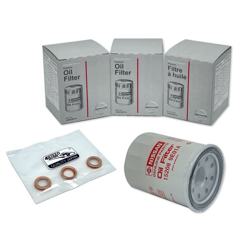 Set of 3 Genuine OEM Engine Oil Filter 15208-9E01A + Drain Plug 4STEED MOTORS 11026-JA00A compatible with Nissan Infiniti