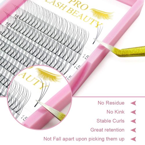 Premade Fans Eyelash Extensions 3D-D-0.07-11 Short Stem Premade Volume Eyelash Extensions 3D 5D 7D Volume Lash Extensions 9 to 20 mm Pre made Lash Fans C D Curl .07 .10(3D-D-0.07,11mm)