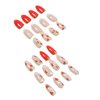Pikabows Press On Nails Short Almond Red Strawberry Nude French Cute Fake Nails Acrylic False Nail Tips Kit Glue on Nails for Women