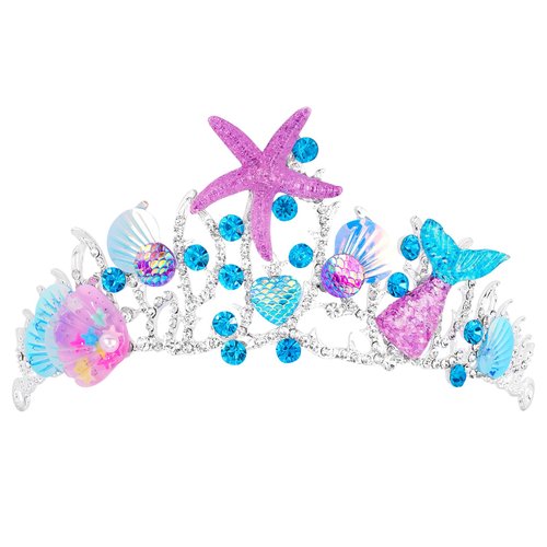 VELSCRUN Birthday Princess Crown Headband, Birthday Princess Sash for Girls, Blue Crystal Girl Tiara, Birthday Crowns Tiara for Women, Happy Birthday Princess Party Decorations for Girls