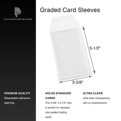 Platinum Protectors Resealable Graded Card Sleeves for PSA, CGC and TAG Slabs (100 Pack)