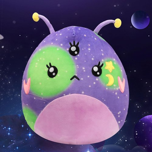 Easfan 14'' Alien Plush Pillow Soft Alien Plush Cute Extraterrestrial Stuffed Animal Home Room Decoration Birthday Christmas Festival Gifts for Kids Toddlers, Purple
