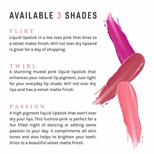 CHICA BEAUTY Waterproof Matte Liquid Lipstick, 100 percent Risk Free Makeup 24 Hours Long Lasting Velvety Smooth, Sulfate, Phthalate and Paraben Free, Pigmented Color Flirt Shade, 1 Count (Pack of 1)