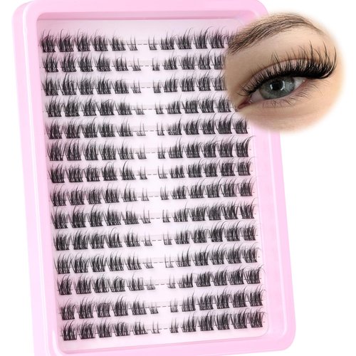 Lash Clusters Fluffy Cluster Eyelash Extensions 168pcs Eyelash Clusters Lash Extensions DIY Individual Lashes 8-16MM D Curl Natural Lash Clusters by Ruairie