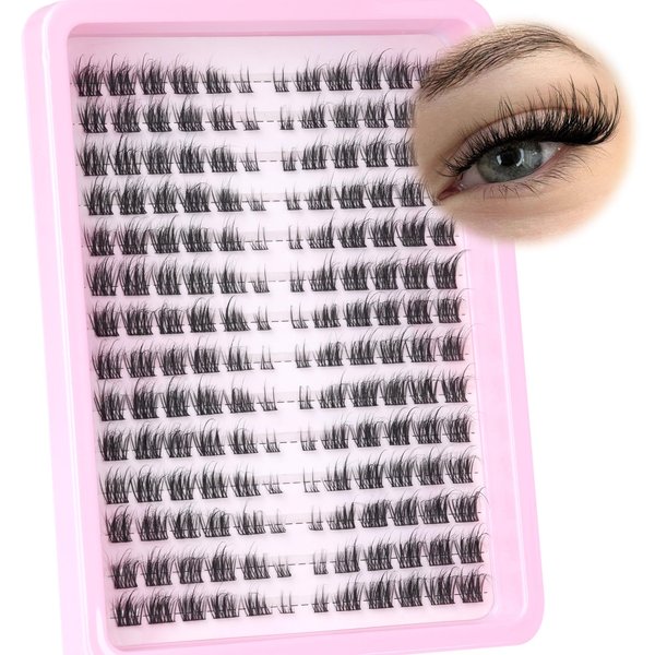 Lash Clusters Fluffy Cluster Eyelash Extensions 168pcs Eyelash Clusters Lash Extensions DIY Individual Lashes 8-16MM D Curl Natural Lash Clusters by Ruairie