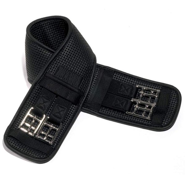Ovation Ovsellerie Airform Chafeless Dressage Girth - Cushioned Textured Soft Horse Girth with Stainless Steel Hardware, Black, 18