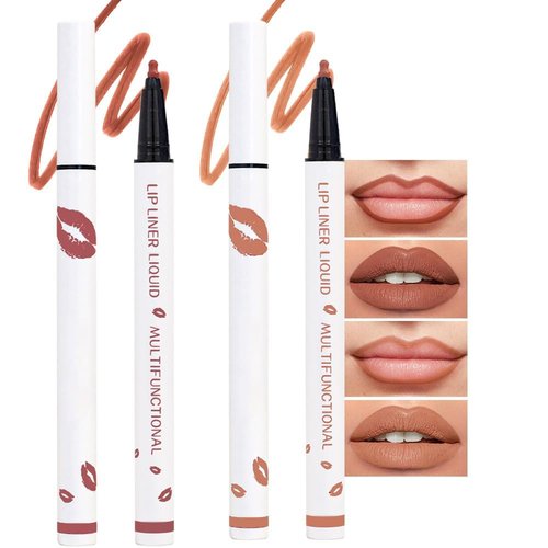 Mocha &nude Matte Lip Tint Stain Pen 2 pcs Set,Versatile Lip Color & Lip Liner Pen,Long Lasting Waterproof 24 Hour Lipstick Lip gloss for Women,tinta para labios labiales mate 24 horas (03#+05#)