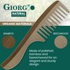 Giorgio GIONAT5 Natural Wooden Detangling Comb with Comfortable Handle - Wide Tooth Comb for Curly Hair, Bamboo and Beechwood Hair Combs for Thick Hair - Organic Wooden Hair Comb for Men and Women