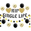 RIP Single Life Banner Funny Bachelorette Party Decorations Supplies Glitter Hanging Garland Kit 10pcs Balloons Bunting Party Gothic Photobooth Backdrop Adult Black Gold Engagement Wedding Party