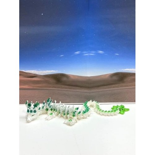 3D Printed Cherry Blossom Dragon, 12" Articulated White and Yellow Green Cherry Blossom Dragon, Home Decor Executive Desk Toys,Fidget Toys for Autism/ADHD D055