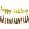 Happy Holiday Party Decorations, Happy Holiday Banner Decorations/Great for Holiday Party Backdrop Decorations Supplies/Home Office Decoration,Gold