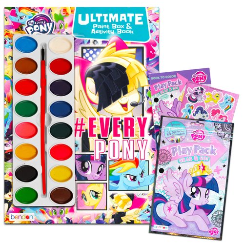 My Little Pony Paint With Water Book Set with Giant Painting Pad, Paint Brush, Coloring Pages, Crayons and My Little Pony Stickers
