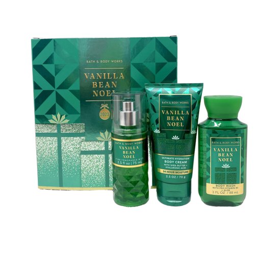 Generic Bath and Body Work Vanilla Bean Noel - Mini Gift Box Set - Fragrance Mist, Body Cream and Body Wash