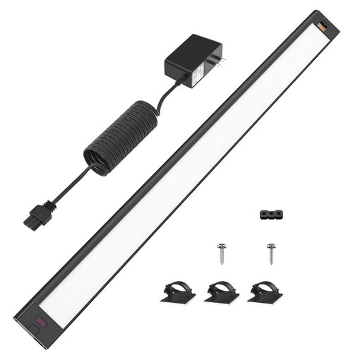 WOBANE LED Under Cabinet Lighting, 24 inch Black Cabinet Light, Hand Wave Activated, Warm White to White Color Tunable,Touchless Dimmable Panel for Kitchen,Counter,Shelf,Under Desk Lighting 1200LM