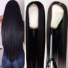 Hermosa 13x4 Lace Front Human Hair Wigs Pre Plucked with Baby Hair 180 Density 9A Straight Human Hair Lace Front Wigs for Black Women Black Color 14 Inch