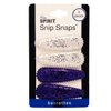 Mia Spirit Snip Snaps Sparkly Metallic Metal Barrettes, For School Spirit, Dance, Cheer, Fashion, For Women and Girls 4pcs (silver/purple)