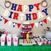 Happy Birthday Banner for Baseball Birthday Decorations, Sports Theme Birthday Party Supplies, Baseball Pennant Bunting Party Supplies for Boys (Red White and Blue)