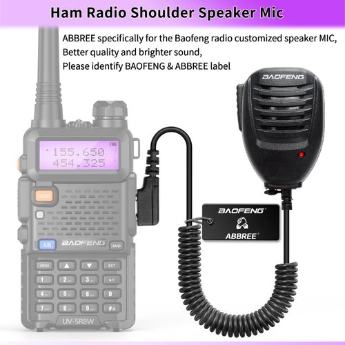 BAOFENG UV-5R Accessories Mic for Ham Radio Shoulder Speaker Mic BF-F8HP UV5R 5RM UV-21R UV-5G Plus GM-5RH K5PLUS AR-152 UV-17R BF-888S GM-15PRO UV-S9 Plus Police Walkie Talkie Mic,2Pack