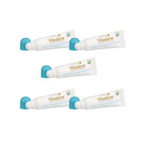 Waxelene Original Organic Multipurpose Ointment Lip Tube Pack of 5, Best Lip Balm Ever Baby Eczema Chapped Dry Sensitive Skin Body Hand Face Moisturizer
