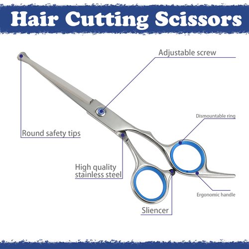 Hair Cutting Scissors Kit,27PCS Professional Stainless-Steel Sharp Barber Professional Hairdressing Shears Set with 6.5 Inch Cutting Scissors,Thinning Shears for Man Woman Adults Kids Home Salon