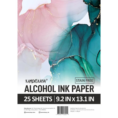 KAMENSKAYA Alcohol Ink Paper - Synthetic Paper Set for Alcohol Inks - 9.2 x 13.1 in, 25 Sheets