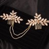 Teyglen Dainty Bridal Gold Leaf Hair Comb Headband Handmade Crystals Pearl Hair Pieces for Bride Rhinestone Headpieces Hair Accessories Pearl Side Hair Combs for Women Girls