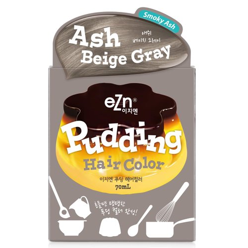 eZn Pudding Hair Dye Ammonia Free Semi-Permanent Self Hair Dye DIY Kit included contain Keratin Made in Korea Beauty (Ash Beige Gray)