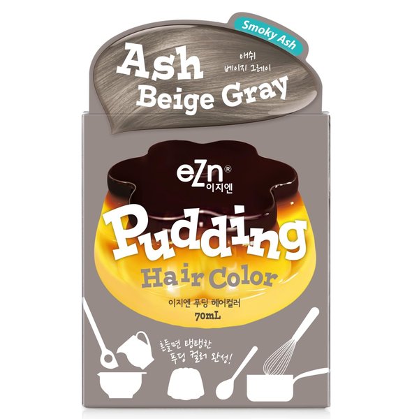 eZn Pudding Hair Dye Ammonia Free Semi-Permanent Self Hair Dye DIY Kit included contain Keratin Made in Korea Beauty (Ash Beige Gray)