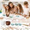 Tiangrid 14pcs Sensory Bin Tool Sensory Tools for Boys and Girls Sensory Bin Toys Wooden Tong Spoons Bowls Plate Hammer Magnifying Glass and Rolling Pin for Transfer Work and Fine Motor Learning