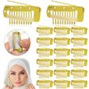 Crowye 20 Pieces Wig, Hair Extension, and Chunni Clips with Safety Pins - Strong Grip Flat Setting Clips for Hijabs, Veils, and Hairpieces (Gold)