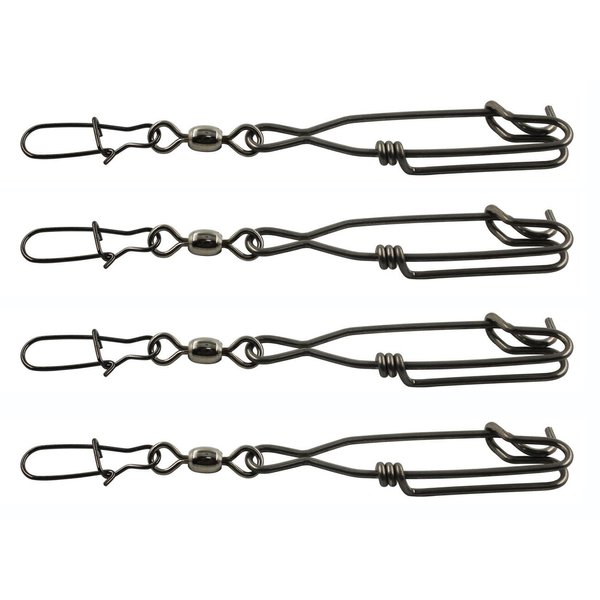 Longline Fishing Snap Clips High Strength Stainless Steel Floatline Tuna Clips Branch Hangers with Duo Lock Snap Swivels Saltwater Fishing Long Line Clips Longline Decoys 4pcs