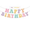 Pre-Strung Pastel Happy Birthday Banner, Girls Toddler Birthday Party Decorations, Cute Groovy Birthday Decor Macaron Rainbow
