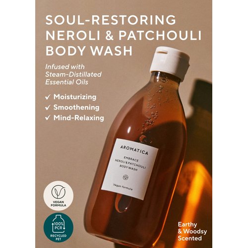 AROMATICA Embrace Body Wash Neroli & Patchouli 10.14fl.oz./300ml - Floral Body Wash for Women | Relaxing Your Body & Mind | Vegan, Sulfate Free
