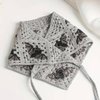 ClawsandPaws Black Gothic Crochet Bandana Scarf, Spiderweb Greyscale Halloween Style, Gothic Neck Bandanas, Triangle Headband, Unisex (Grey Bat)