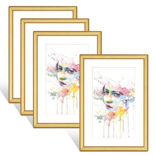 Fkvat Picture Frames, Display Photos 4x6 with Mat or 5x7 Without Mat. It Can be Hung on the Wall or Placed on Any Other Desktop for Home Decoration or Gift. The Black Classic Collection (Gold, 5x7)