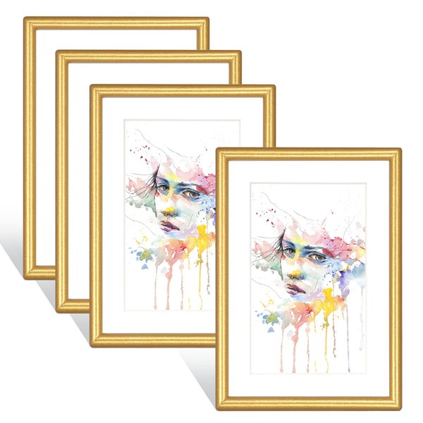 Fkvat Picture Frames, Display Photos 4x6 with Mat or 5x7 Without Mat. It Can be Hung on the Wall or Placed on Any Other Desktop for Home Decoration or Gift. The Black Classic Collection (Gold, 5x7)