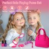 Little Girls Purse with Accessories, Toddler Toy Purse with Pretend Makeup, Play Purse Set for Little Girls Includes Handbag, Phone, Wallet, Keys, Birthday for Girls Age 3-5 4-6 6-8