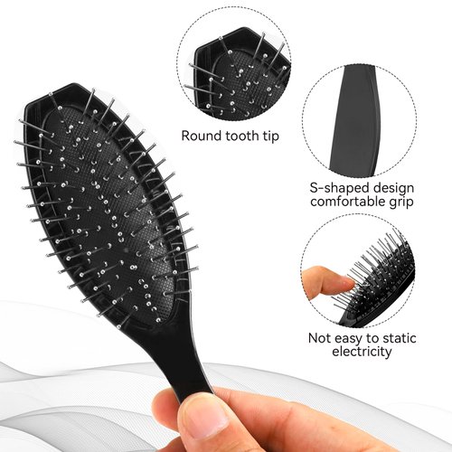 Wig Brush Set, Stainless Steel Wire Bristle Brush for Synthetic Hair, Portable Brush and Combs for Human Hair Wigs and Extensions
