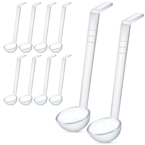 Tioncy 10 Pieces 7 Inches 1 oz Clear Small Ladle Mini Ladle for Sauce Long Handle Plastic Punch Bowl Ladle Serving Spoons for Dressing Soup Cocktail Gravy Fruit Juices Party Banquets Catering