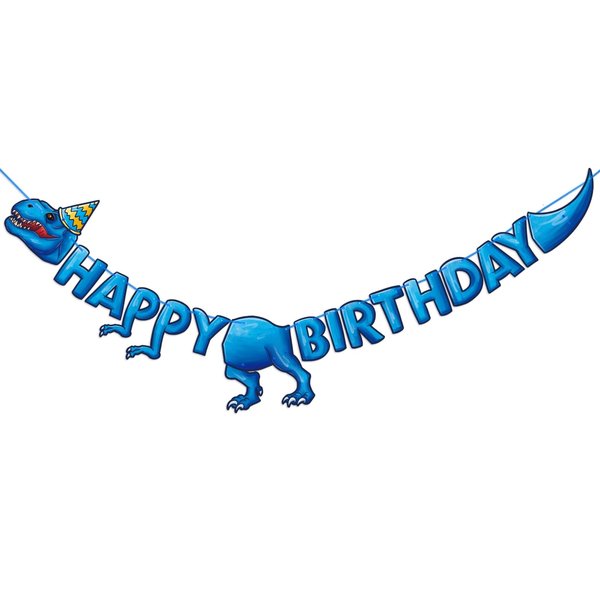 WERNNSAI Birthday Party Banner - Dinosaur Happy Birthday Banner for Kids Party Decoration Dinosaur Theme Birthday Supplies for Boys Birthday Party Decor Hanging Kids Birthday Decorations Pre-Strung