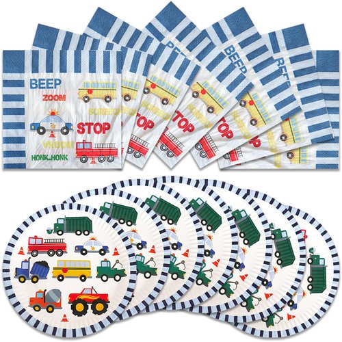 40Pcs Cars Birthday Party Supplies-Party Decorations Tableware For Kids, Plate, Napkin Party Decorations Dinnerware