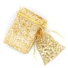 Staruby Organza Gift Bags 100Pcs Gold Sheer Organza Bag 4x6 Inch Mesh Favor Bags Drawstring Jewelry Rattan Printed Gift Pouches for Wedding Party Favors Baby Shower Christmas Gifts Candy Bags
