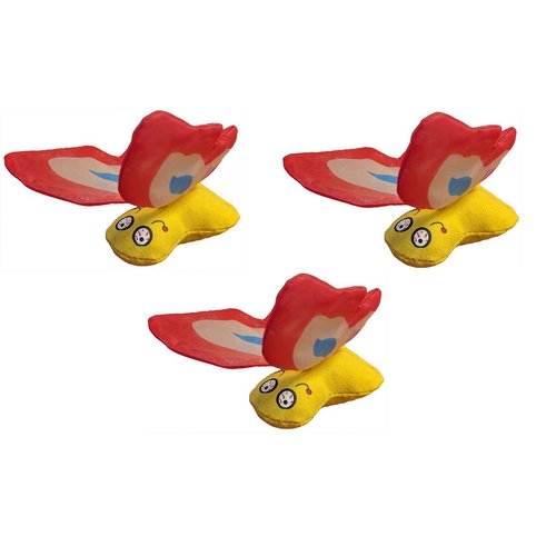 Yeowww! Duckyworld 100% Organic Flower Leaf Catnip Cat Toy Butterflies (3 Toys, Red)