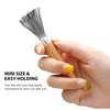 Boao Hair Brush Cleaner, 2 Pieces Mini Hair Dirt Remover Brush with Metal Wire Rake, Wooden Handle for Home and Salon Use(Handle with Groove)