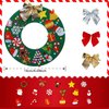 Tatuo 12 Pcs Felt Christmas Tree Wreath Craft Kit Christmas DIY Ornaments with 221 Self Adhesive Christmas Felt Stickers 12 Christmas Bows and 5 Gem Stickers for Christmas Kids (Wreath Style, 6 Inch)