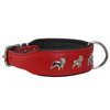 Real Leather Soft Leather Padded Dog Collar Bulldog (15"-17.5" Neck; 1.75" Wide, Red/Black)